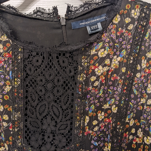 French Connection Flower Black dress with Lace Details - Picture 5 of 7